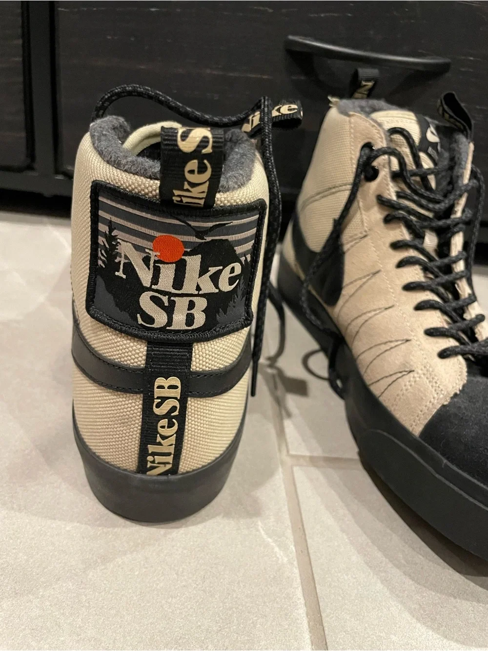 Nike Men’s Beige and Black High-Top Sneakers